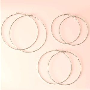 Large Silver Sparkly Hoop Earrings